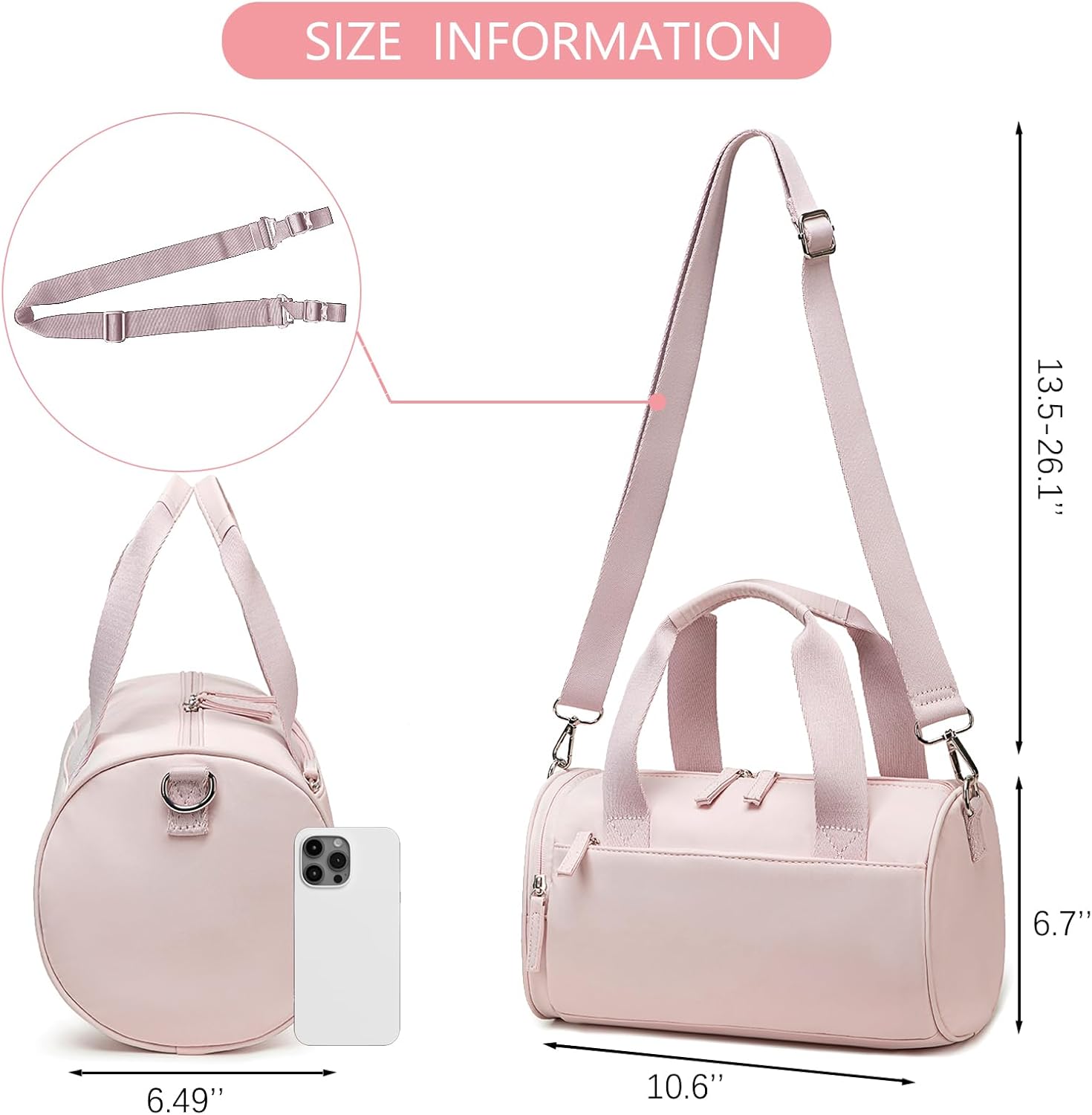 10'' Mini Gym Bag for Women Girls Cute Small Duffle Bag Workout Sport Bags for Dance,Fitness,Yoga (Pink) - Image 2