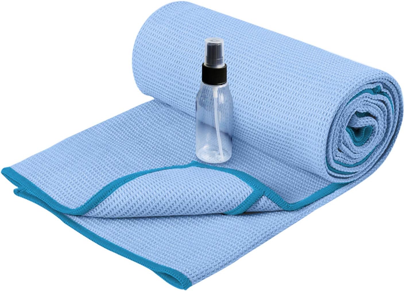 Hot Yoga Towel Non Slip, Microfiber Non Slip Yoga Mat Towel, Exclusive Corner Pockets Design, Dual-Grip, Sweat Absorbent, Perfect for Hot Yoga, Bikram, Pilates and Yoga Mats
