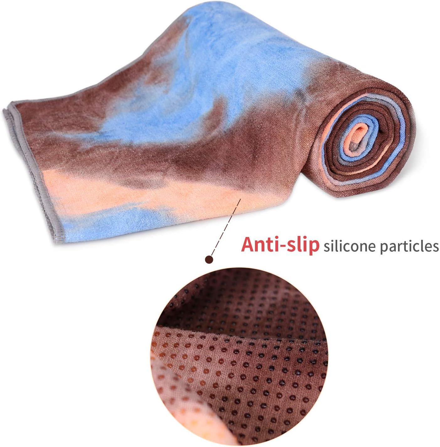 Non Slip Yoga Towel - Hot Yoga Towel with Non Slip Grip, Foldable, Skidless - Multicolor - Blue - Image 2