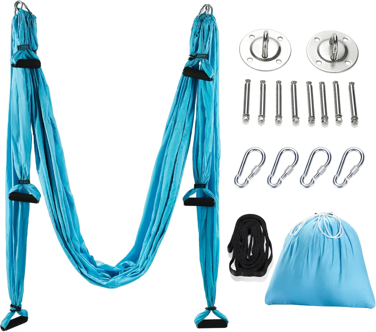 Aerial Yoga Swing Sling Strong Yoga Hammock Kit Set Trapeze Inversion Equipment Include 2 Extensions Straps and Ceiling Mounting Kit