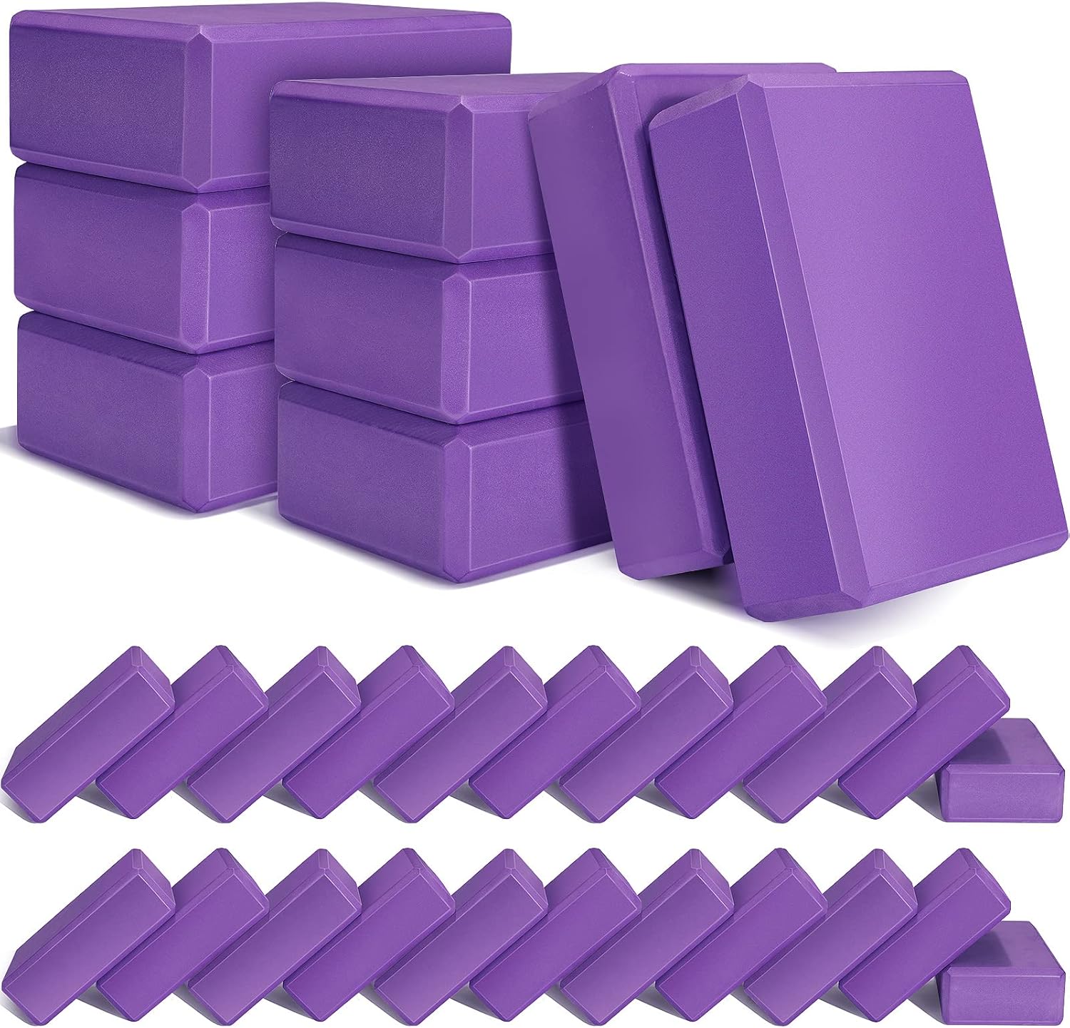 30 Pcs Purple Yoga Blocks Bulk 9'' x 6'' x 3'' EVA Foam Blocks Non Slip and Light Weight Gymnastic Blocks High Density Dance Blocks for Yoga Stretching Dance Pilates Meditation Accessories