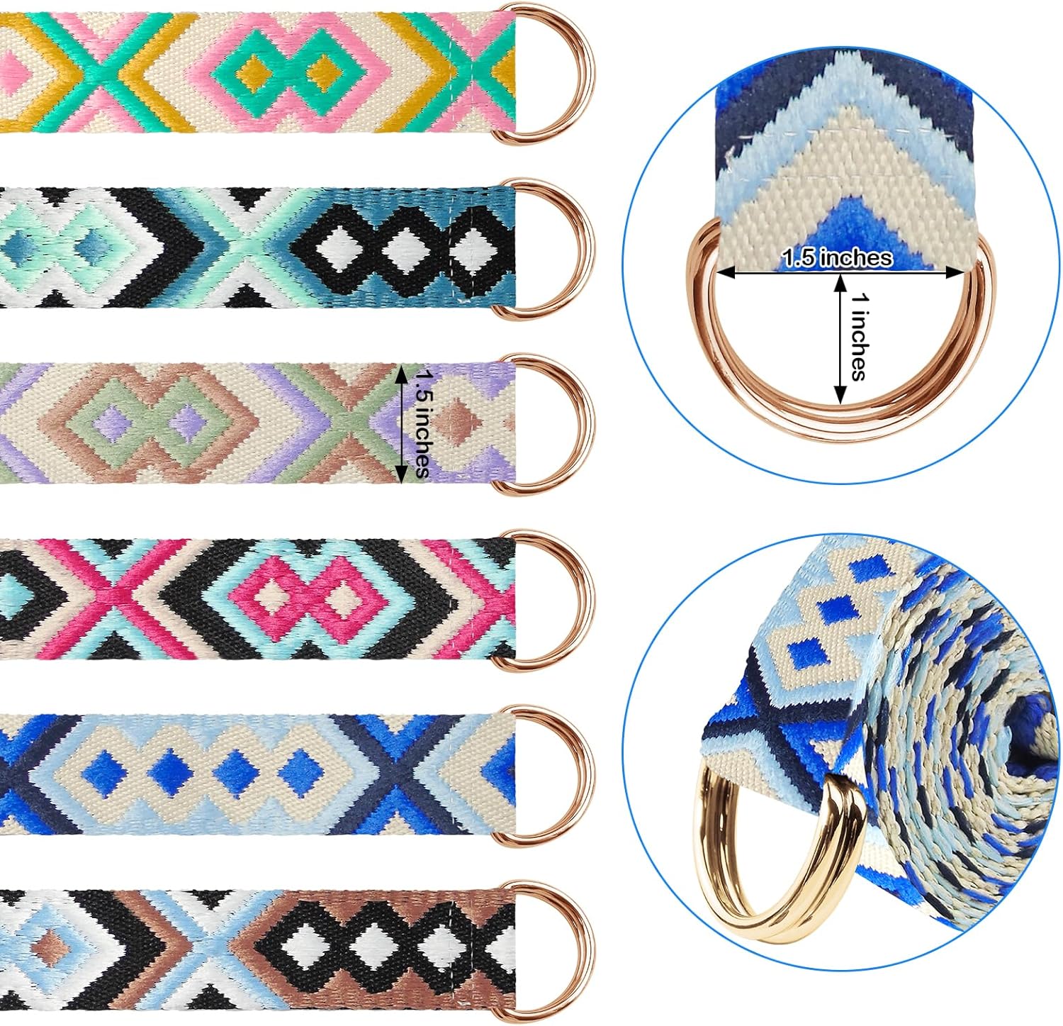 6 Packs Yoga Strap for Stretching Yoga Belt Adjustable Straps for Non Elastic Stretching Strap Exercise Straps for Pilates - Image 2