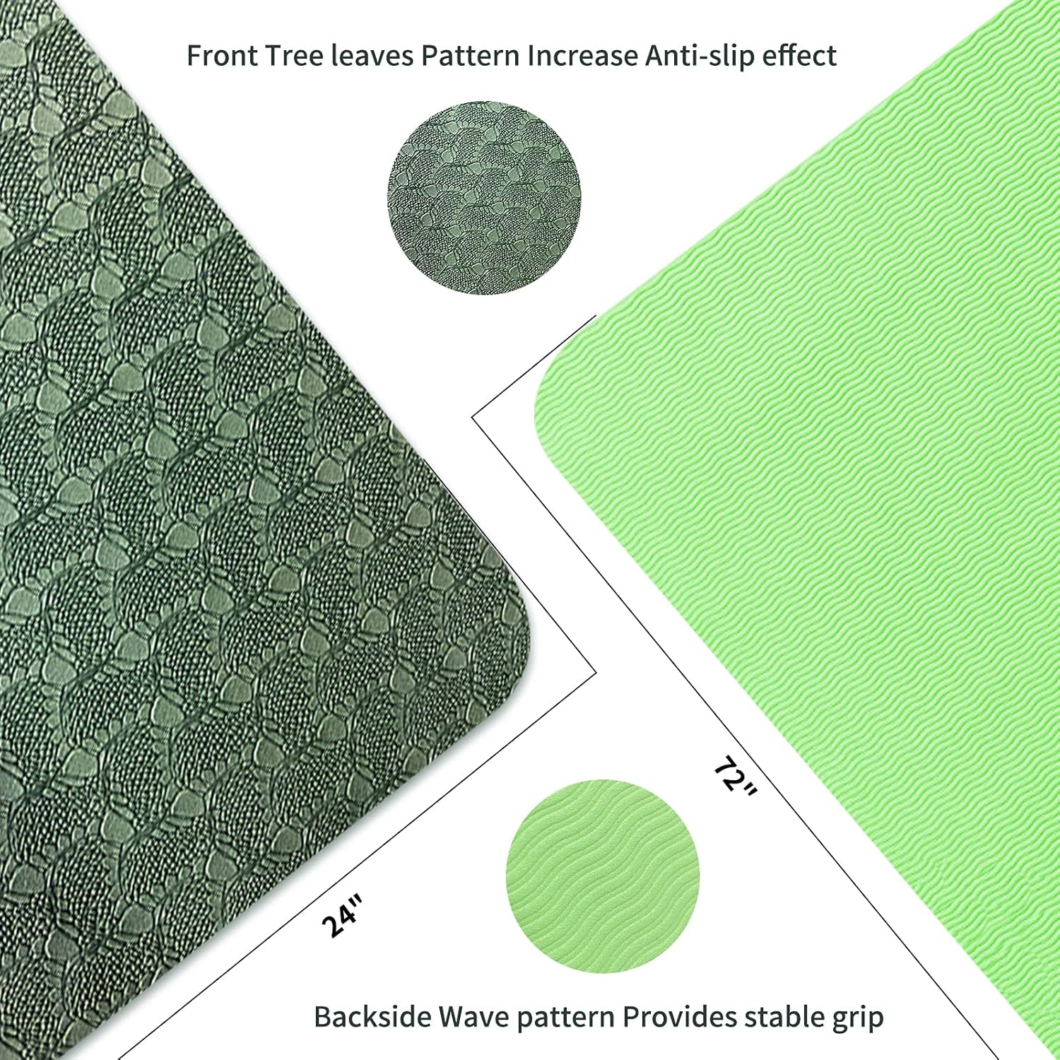 Yoga Mat 1/3 inch Exercise Mats 8mm TPE Non-Slip Extra Thick High-Density Eco Friendly for Yoga Workout Pilates Yoga Mats for Women Men - Image 2