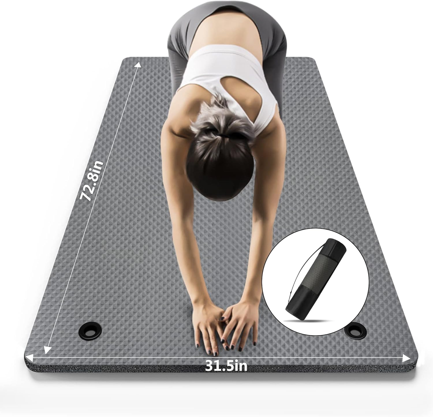 Large Yoga Mat - 72"x 31.5" x 2/5 inch, Extra Wide and Extra Thick Non Slip Exercise & Fitness Yoga Mat with Band and Yoga Bag ,for All Types of Yoga Outdoor Practice, Pilates & Floor Workouts